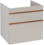 Тумба під раковину Villeroy & Boch Venticello 60,3х50,2 см ДСП м'який сірий/ручка мідь A92405VK
