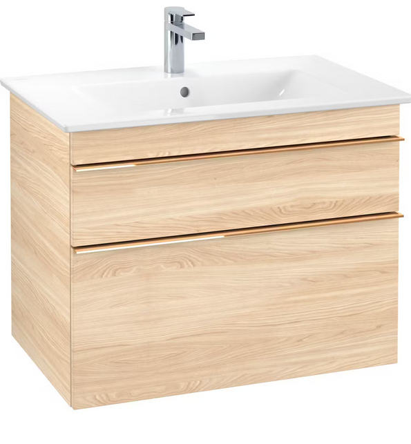 Тумба под раковину Villeroy & Boch Venticello 75,3х50,2 см ДСП вяз печатный/ручка медь A92505PN