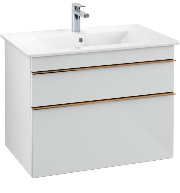 Тумба под раковину Villeroy & Boch Venticello 75,3х50,2 см МДФ стекло глянцевое белое/ручка медь A92505RE