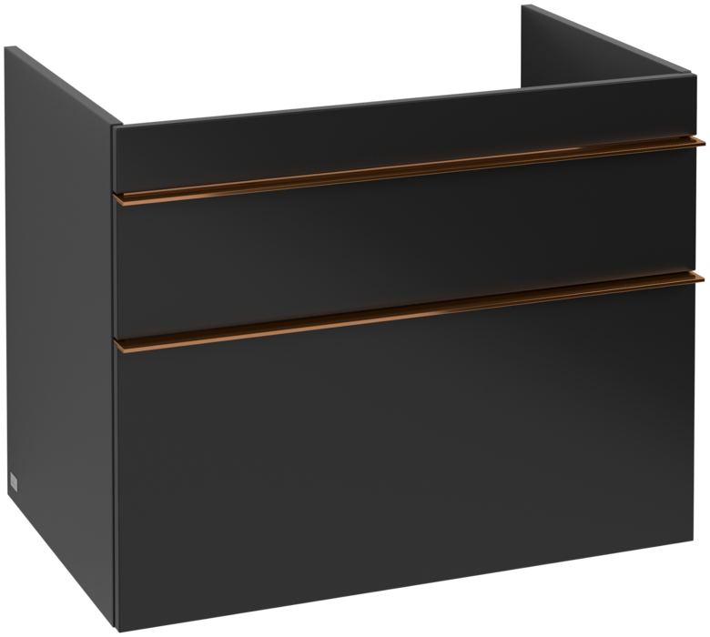 Тумба під раковину Villeroy & Boch Venticello 75,3х50,2 см МДФ чорний матовий лак/ручка мідь A92505PD