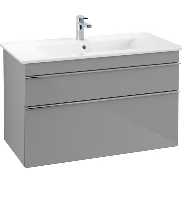 Тумба под раковину Villeroy & Boch Venticello 95,3х50,2 см МДФ стекло глянцевое серое/ручка хром A92601RA