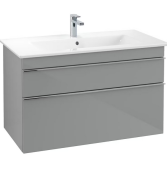 Тумба под раковину Villeroy & Boch Venticello 95,3х50,2 см МДФ стекло глянцевое серое/ручка хром A92601RA