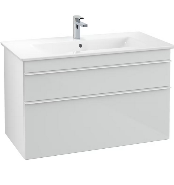 Тумба під раковину Villeroy & Boch Venticello 95,3х50,2 см МДФ скло глянсове біле/ручка алюміній білий A92602RE