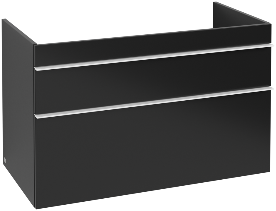 Тумба під раковину Villeroy & Boch Venticello 95,3х50,2 см МДФ чорний матовий лак/ручка алюміній білий A92602PD