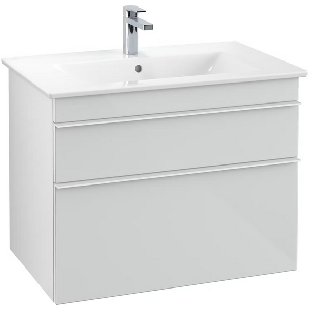 Тумба под раковину Villeroy & Boch Venticello 75,3х50,2 см МДФ стекло глянцевое белое/ручка алюминий белый A92502RE
