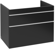 Тумба під раковину Villeroy & Boch Venticello 75,3х50,2 см МДФ чорний матовий лак/ручка алюміній білий A92502PD