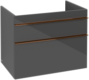 Тумба під раковину Villeroy & Boch Venticello 75,3х50,2 см МДФ глянсовий сірий/ручка мідь A92505FP