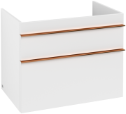 Тумба під раковину Villeroy & Boch Venticello 75,3х50,2 см ДСП/МДФ білий матовий/ручка мідь A92505MS