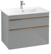 Тумба под раковину Villeroy & Boch Venticello 75,3х50,2 см МДФ стекло глянцевое серое/ручка медь A92505RA