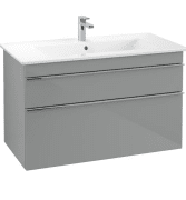 Тумба під раковину Villeroy & Boch Venticello 95,3х50,2 см МДФ скло глянсове сіре/ручка хром A92601RA