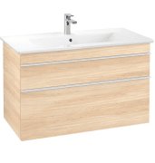 Тумба під раковину Villeroy & Boch Venticello 95,3х50,2 см ДСП в'яз друкарський/ручка алюміній білий A92602PN