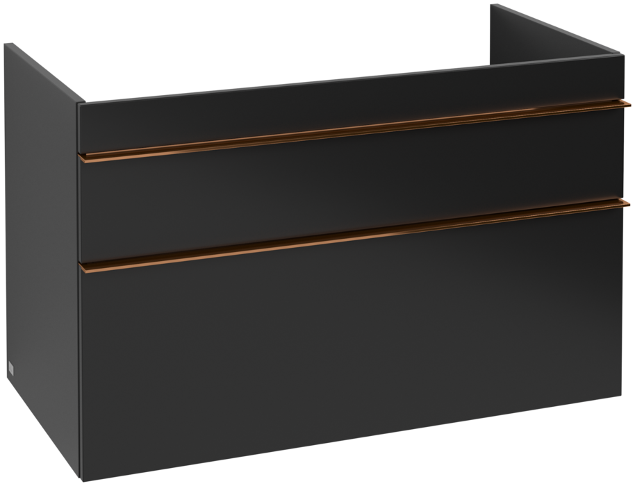 Тумба под раковину Villeroy & Boch Venticello 95,3х50,2 см МДФ черный матовый лак/ручка медь A92605PD