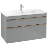 Тумба под раковину Villeroy & Boch Venticello 95,3х50,2 см МДФ стекло глянцевое серое/ручка медь A92605RA