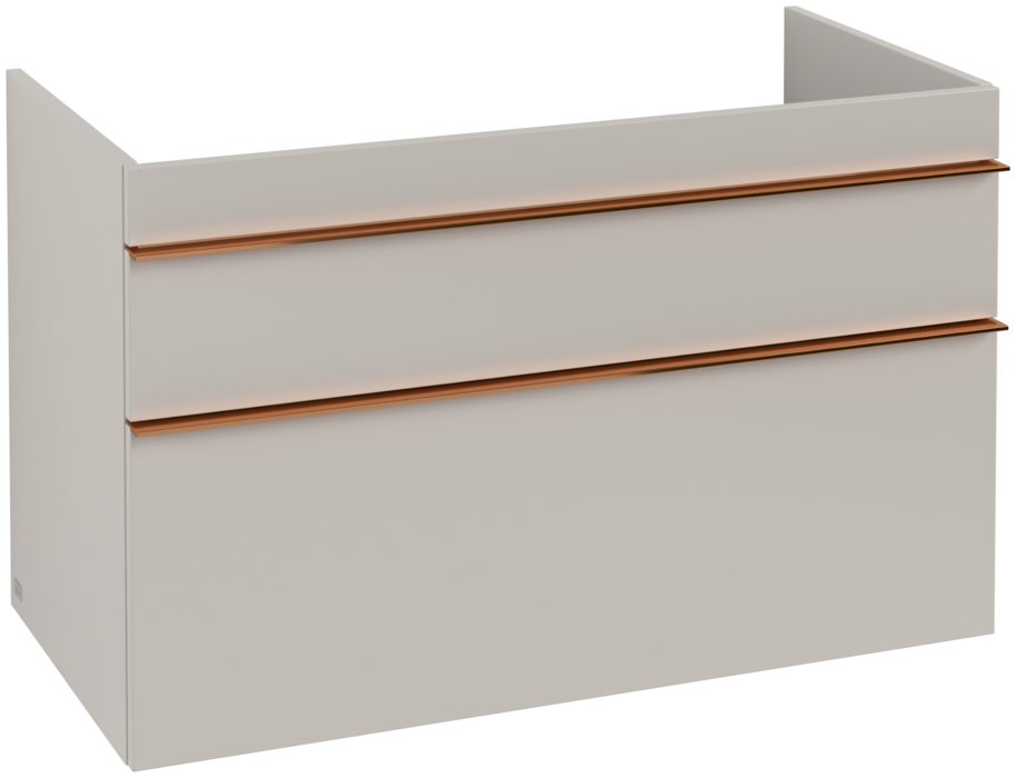 Тумба под раковину Villeroy & Boch Venticello 95,3х50,2 см ДСП мягкий серый/ручка медь A92605VK