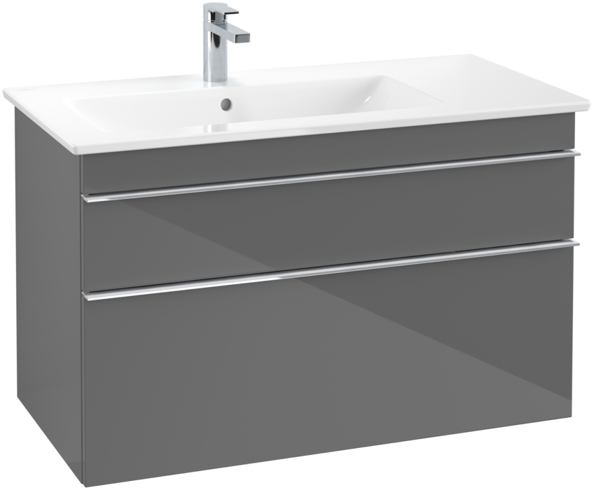 Тумба под раковину Villeroy & Boch Venticello 95,3х50,2 см МДФ глянцевый серый/ручка хром A92701FP