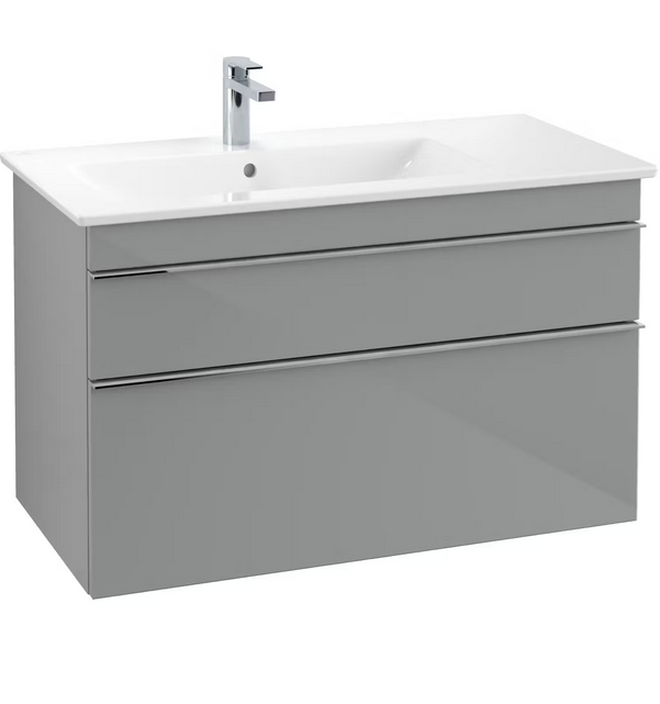 Тумба під раковину Villeroy & Boch Venticello 95,3х50,2 см МДФ скло глянсове сіре/ручка хром A92701RA