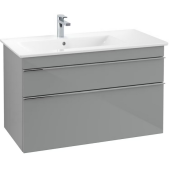 Тумба під раковину Villeroy & Boch Venticello 95,3х50,2 см МДФ скло глянсове сіре/ручка хром A92701RA