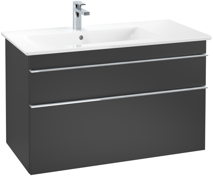 Тумба под раковину Villeroy & Boch Venticello 95,3х50,2 см МДФ черный матовый лак/ручка хром A92701PD