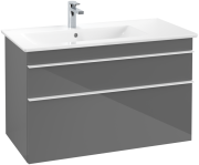 Тумба под раковину Villeroy & Boch Venticello 95,3х50,2 см МДФ глянцевый серый/ручка алюминий белый A92702FP