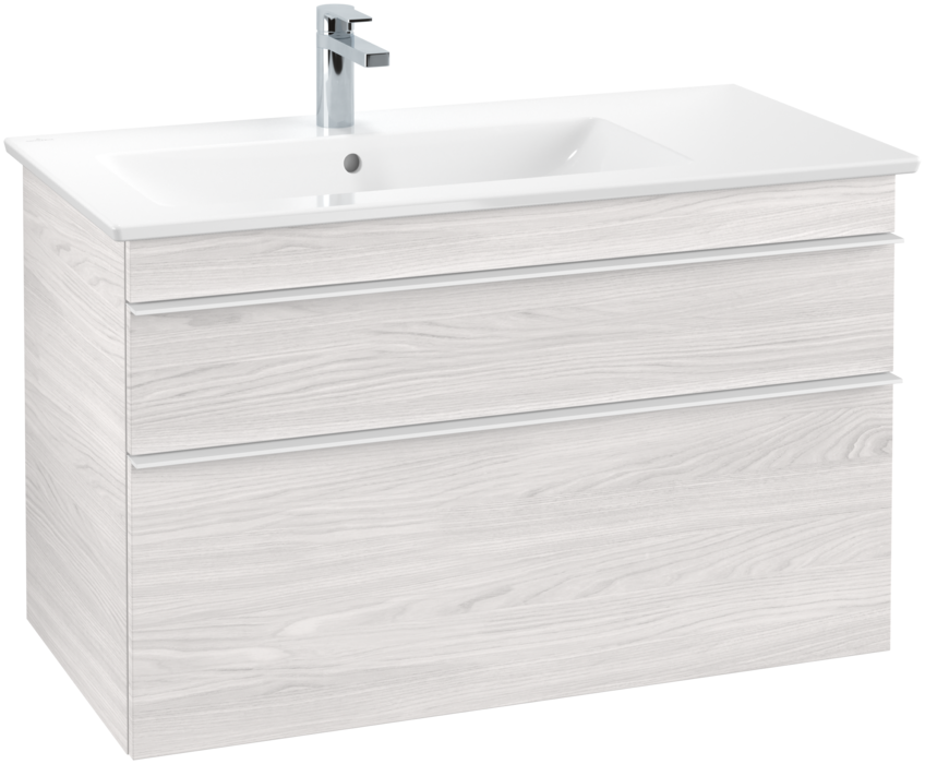 Тумба под раковину Villeroy & Boch Venticello 95,3х50,2 см ДСП/МДФ белое дерево/ручка алюминий белый A92702E8