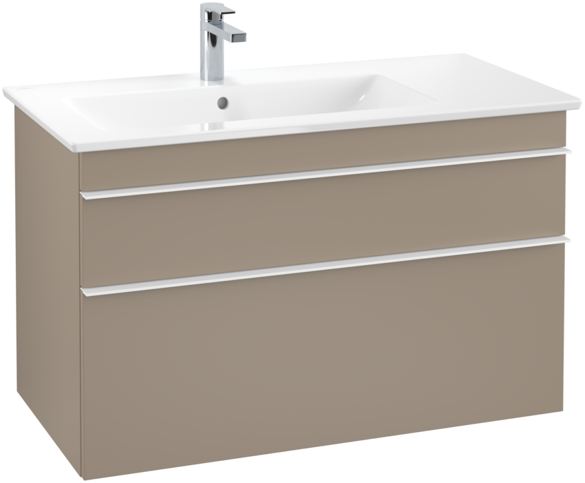 Тумба под раковину Villeroy & Boch Venticello 95,3х50,2 ДСП трюфель серый/ручка алюминий белый A92702VG