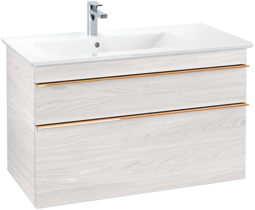 Тумба под раковину Villeroy & Boch Venticello 95,3х50,2 см ДСП/МДФ белое дерево/ручка медь A92705E8