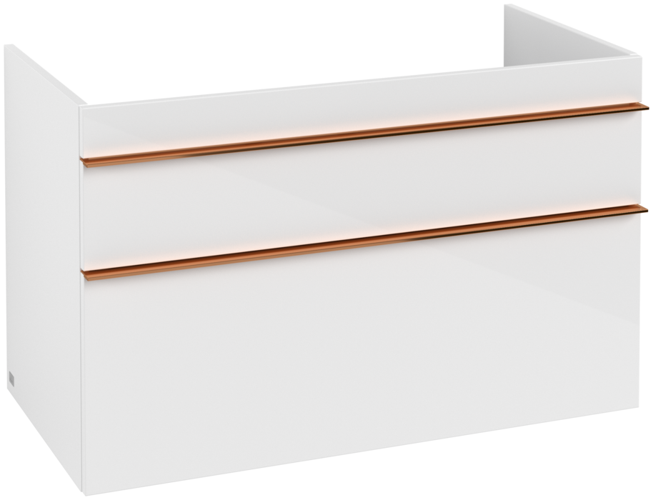 Тумба под раковину Villeroy & Boch Venticello 95,3х50,2 см МДФ глянцевый белый/ручка медь A92605DH