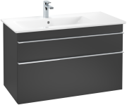 Тумба под раковину Villeroy & Boch Venticello 95,3х50,2 см МДФ черный матовый лак/ручка хром A92701PD