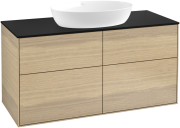 Тумба под раковину Villeroy & Boch Finion 120х50,1 см с подсветкой МДФ шпон дуба/стекло черное матовое GA3200PC