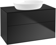 Тумба под раковину Villeroy & Boch Finion 100х50,1 см МДФ черный матовый лак/стекло черное матовое FA0200PD