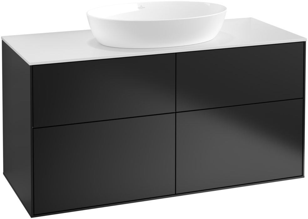 Тумба под раковину Villeroy & Boch Finion 120х50,1 см с подсветкой МДФ черный матовый лак/стекло белое матовое GA3100PD