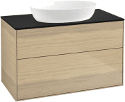 Тумба під раковину Villeroy & Boch Finion 100х50,1 см МДФ шпон дуба/скло чорне матове FA0200PC