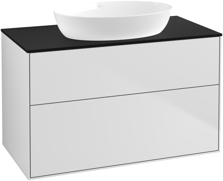 Тумба под раковину Villeroy & Boch Finion 100х50,1 см с подсветкой МДФ белый матовый лак/стекло черное матовое GA0200MT