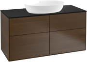 Тумба под раковину Villeroy & Boch Finion 120х50,1 см с подсветкой МДФ шпон грецкого ореха/стекло черное матовое GA3200GN