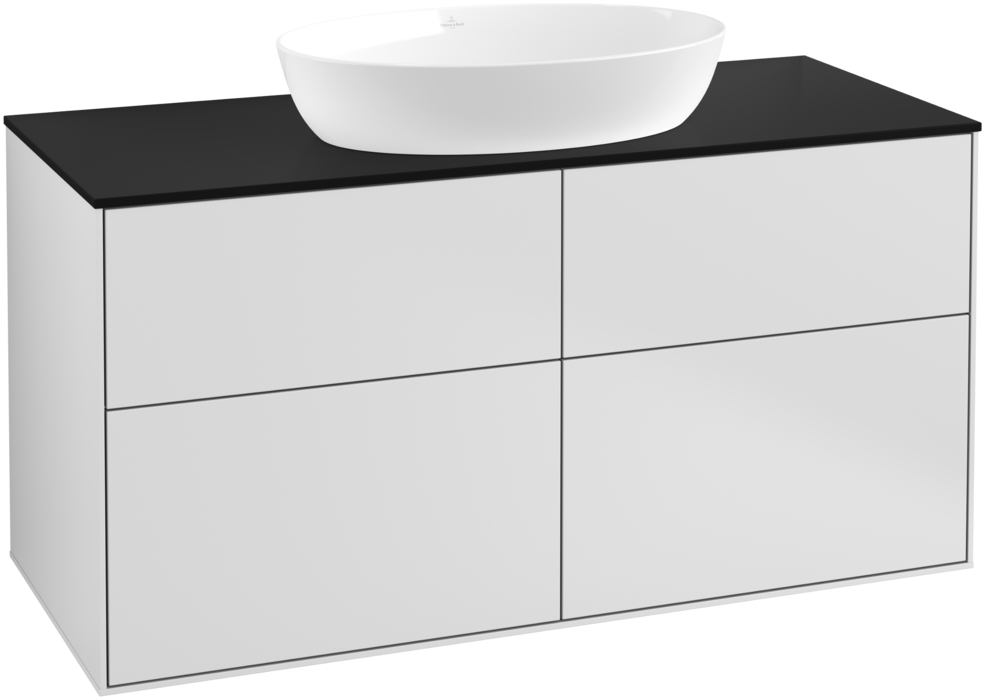 Тумба під раковину Villeroy & Boch Finion 120х50,1 см із підсвічуванням МДФ білий матовий лак/скло чорне матове GA3200MT