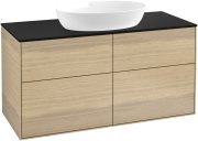 Тумба под раковину Villeroy & Boch Finion 120х50,1 см с подсветкой МДФ шпон дуба/стекло черное матовое GA3200PC