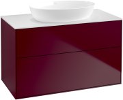 Тумба під раковину Villeroy & Boch Finion 100х50,1 см МДФ півонія матовий лак/скло біле матове FA0100HB