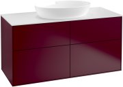 Тумба під раковину Villeroy & Boch Finion 120х50,1 см з підсвічуванням МДФ півонія матовий лак/скло біле матове GA3100HB