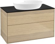 Тумба под раковину Villeroy & Boch Finion 100х50,1 см МДФ шпон дуба/стекло черное матовое FA0200PC