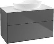 Тумба под раковину Villeroy & Boch Finion 100х50,1 см с подсветкой МДФ антрацит матовый лак/стекло белое матовое GA0100GK