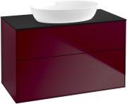 Тумба под раковину Villeroy & Boch Finion 100х50,1 см с подсветкой МДФ пион матовый лак/стекло черное матовое GA0200HB