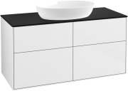 Тумба под раковину Villeroy & Boch Finion 120х50,1 см с подсветкой МДФ глянцевый белый лак/стекло черное матовое GA3200GF