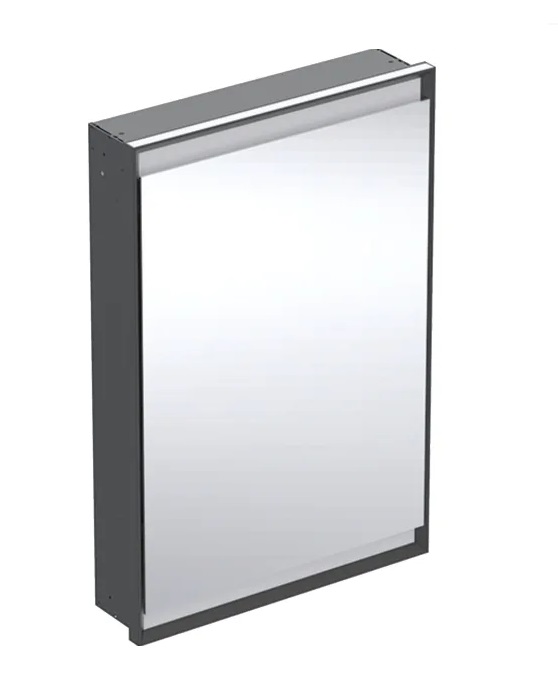 Зеркальный шкафчик  Geberit One 60x90x15 см с подсветкой петли слева алюминий черный матовый 505.800.00.7
