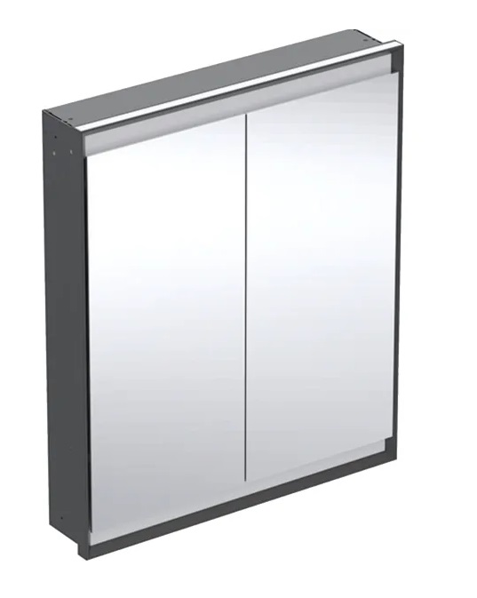 Зеркальный шкафчик Geberit One 75x90x15 см с подсветкой алюминий черный матовый 505.802.00.7