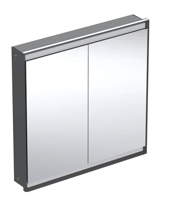 Дзеркальна шафка Geberit One 90x90x15 см із підсвічуванням алюміній чорний матовий 505.803.00.7