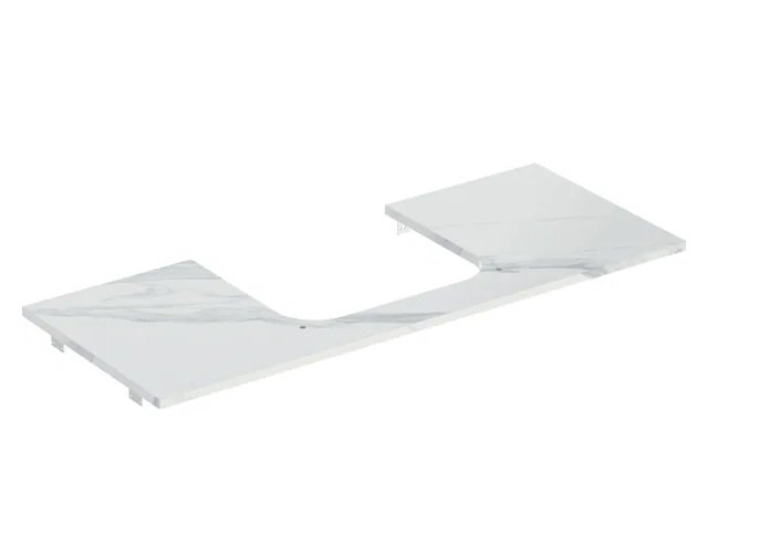 Столешница под раковину Geberit One 119х47,3 см вырез в центре керамогранит белый мрамор 505.115.00.1