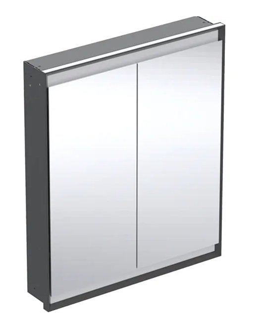 Дзеркальна шафка Geberit One 75x90x15 см із підсвічуванням алюміній чорний матовий 505.802.00.7