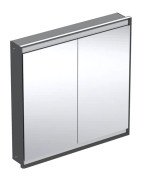 Зеркальный шкафчик Geberit One 90x90x15 см с подсветкой алюминий черный матовый 505.803.00.7