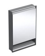 Зеркальный шкафчик Geberit One 60x90x15 см с подсветкой петли слева алюминий черный матовый 505.820.00.7