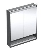 Зеркальный шкафчик Geberit One 75x90x15 см с подсветкой алюминий черный матовый 505.822.00.7